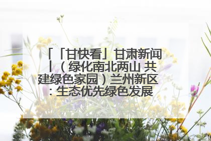 「甘快看」甘肃新闻丨（绿化南北两山 共建绿色家园）兰州新区：生态优先绿色发展 打造生态环保示范区