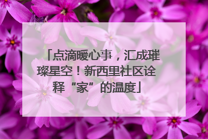 点滴暖心事，汇成璀璨星空！新西里社区诠释“家”的温度