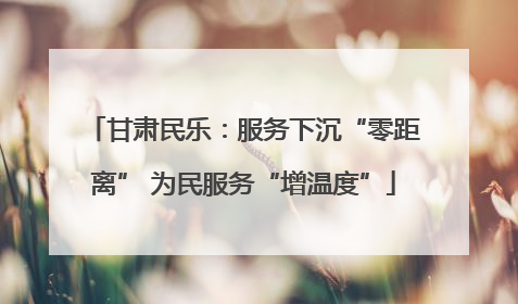 甘肃民乐：服务下沉“零距离” 为民服务“增温度”