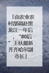 由农业农村部调赴黑龙江一年后，“80后”王杕履新齐齐哈尔副市长