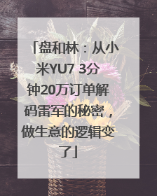 盘和林：从小米YU7 3分钟20万订单解码雷军的秘密，做生意的逻辑变了