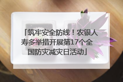 筑牢安全防线！农银人寿多举措开展第17个全国防灾减灾日活动