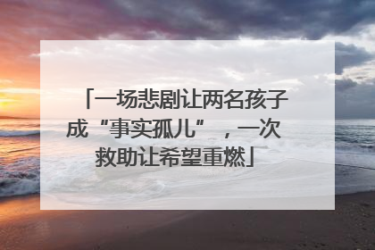 一场悲剧让两名孩子成“事实孤儿”，一次救助让希望重燃