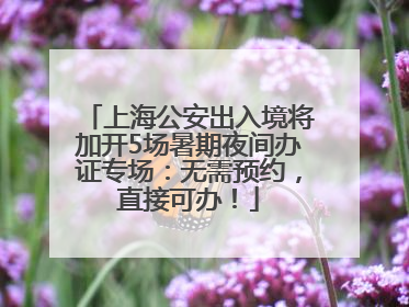 上海公安出入境将加开5场暑期夜间办证专场：无需预约，直接可办！