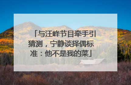 与汪峰节目牵手引猜测，宁静谈择偶标准：他不是我的菜