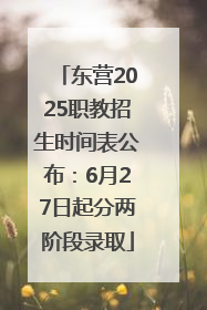 东营2025职教招生时间表公布：6月27日起分两阶段录取