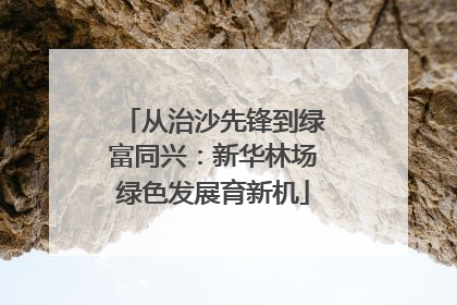 从治沙先锋到绿富同兴：新华林场绿色发展育新机