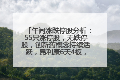 午间涨跌停股分析：55只涨停股，无跌停股，创新药概念持续活跃，昂利康6天4板，众生药业2连板