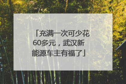 充满一次可少花60多元，武汉新能源车主有福了