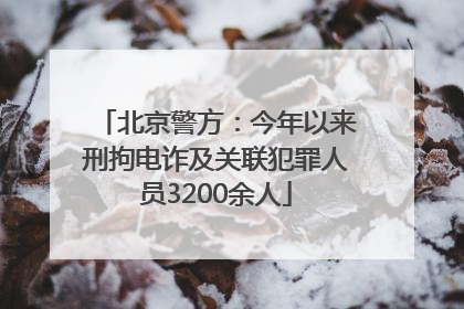 北京警方：今年以来刑拘电诈及关联犯罪人员3200余人