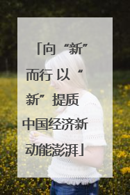 向“新”而行 以“新”提质 中国经济新动能澎湃