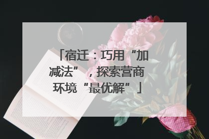 宿迁：巧用“加减法”，探索营商环境“最优解”