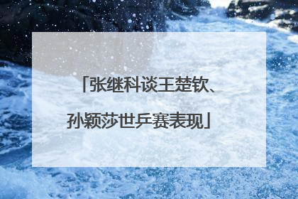 张继科谈王楚钦、孙颖莎世乒赛表现