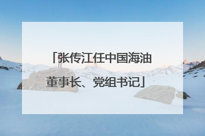 张传江任中国海油董事长、党组书记