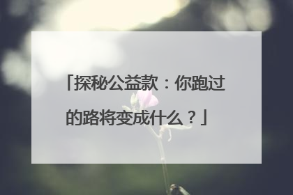 探秘公益款：你跑过的路将变成什么？