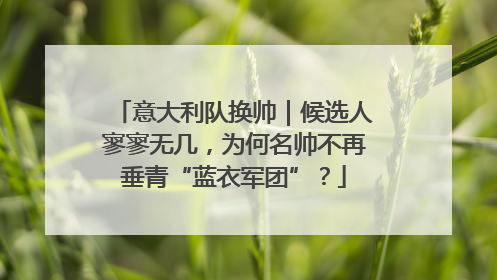 意大利队换帅｜候选人寥寥无几，为何名帅不再垂青“蓝衣军团”？