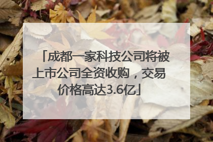 成都一家科技公司将被上市公司全资收购，交易价格高达3.6亿