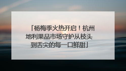 杨梅季火热开启！杭州地利果品市场守护从枝头到舌尖的每一口鲜甜