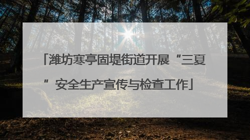 潍坊寒亭固堤街道开展“三夏”安全生产宣传与检查工作