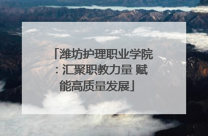 潍坊护理职业学院：汇聚职教力量 赋能高质量发展