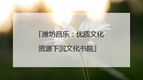 潍坊昌乐：优质文化资源下沉文化书院