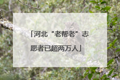 河北“老帮老”志愿者已超两万人