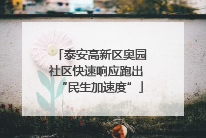 泰安高新区奥园社区快速响应跑出“民生加速度”