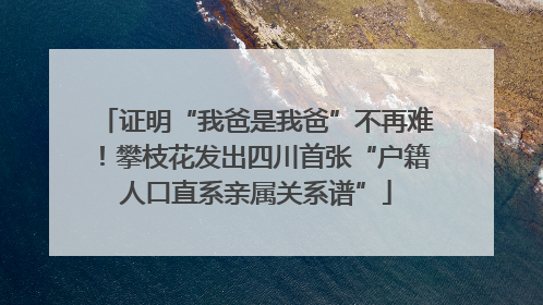 证明“我爸是我爸”不再难！攀枝花发出四川首张“户籍人口直系亲属关系谱”