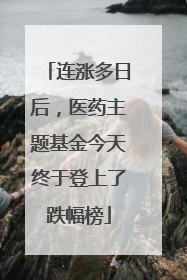 连涨多日后，医药主题基金今天终于登上了跌幅榜