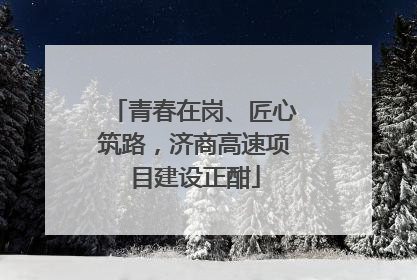 青春在岗、匠心筑路，济商高速项目建设正酣