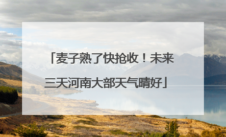 麦子熟了快抢收！未来三天河南大部天气晴好