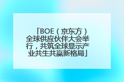 BOE（京东方）全球供应伙伴大会举行，共筑全球显示产业共生共赢新格局